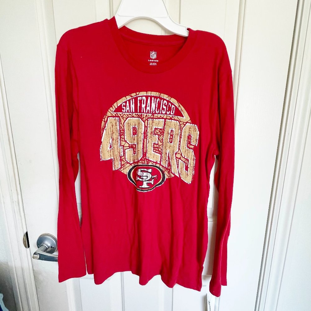 NEW Youth San Francisco 49ers Long Sleeve Shirt Top NWT L 14 16 Cotton